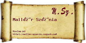 Mallár Szénia névjegykártya